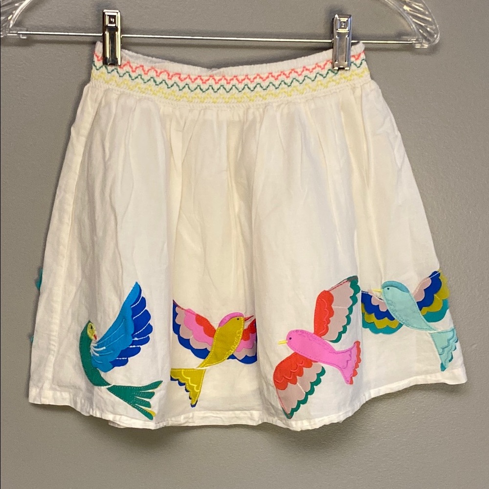 Mini Boden Cream Skater Skirt with Embellished Smocking